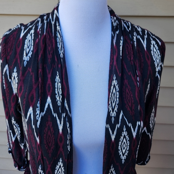Forever 21 Dark Blue Multicolor Print Blazer 3/4 Sleeves Pockets Lightweight - Picture 5 of 12